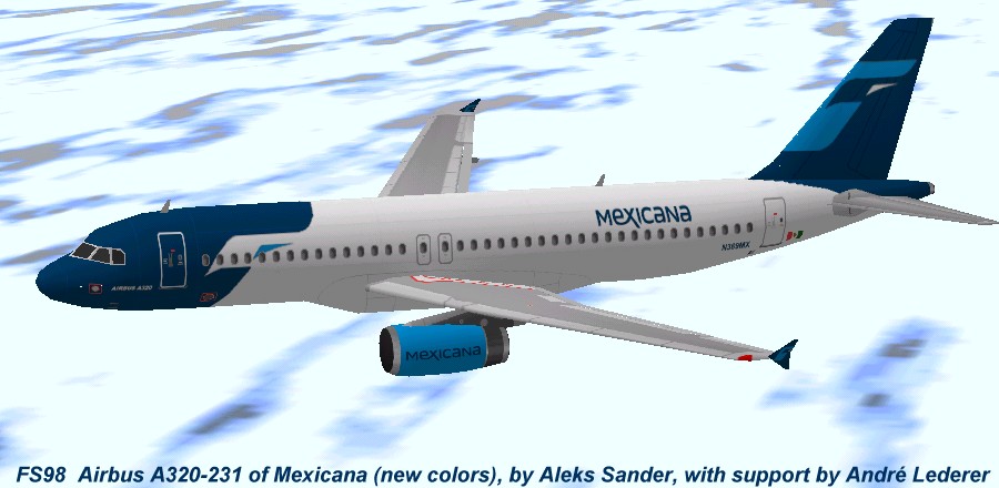 Flightsim Fs2004/Fs98/2000 Aircraft Mexicana A320 Mexicana Airbus A320 Packet Includes Two