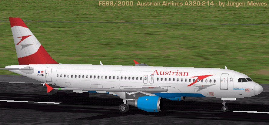 Flightsim Fs2004/Fs98/2000 Aircraft Austrian Airlines A320-214 Airbus A320-214 Of Austrian