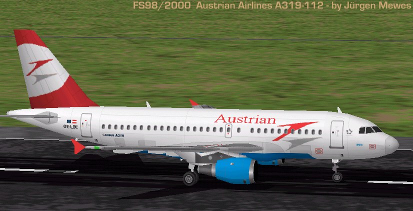 Flightsim Fs2004/Fs98/2000 Aircraft Austrian Airlines A319-112 Airbus A319-112 Of Austrian
