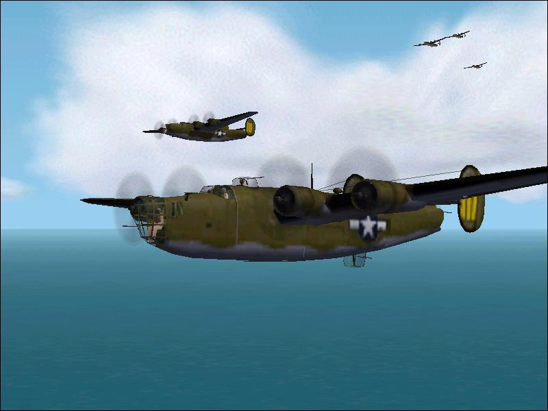 AOS B-24's in formation routing for a bombing run - Photo 243