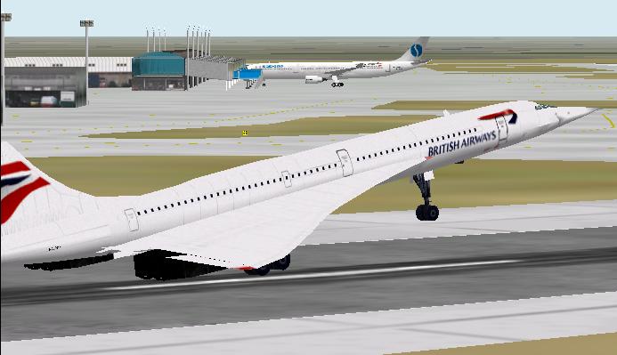 A British Airways Concorde rotating with a Sabena A330 at the gate. Feel free to post your comments. - Photo 1053