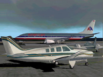 American 737 ready for takeoff at runway 36 Meigs,with two Barons right behind on hold. - Photo 175