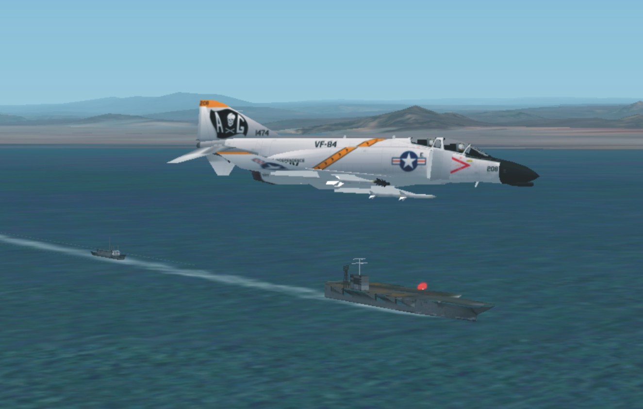 F-4 Phantom flies-by acarrier off San Diego coast. - Photo 169