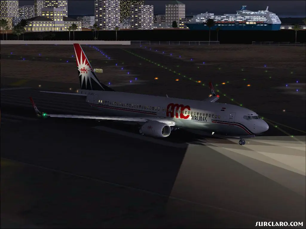 AMC 737 taxing for takeoff at KSAN early morning - Photo 15594