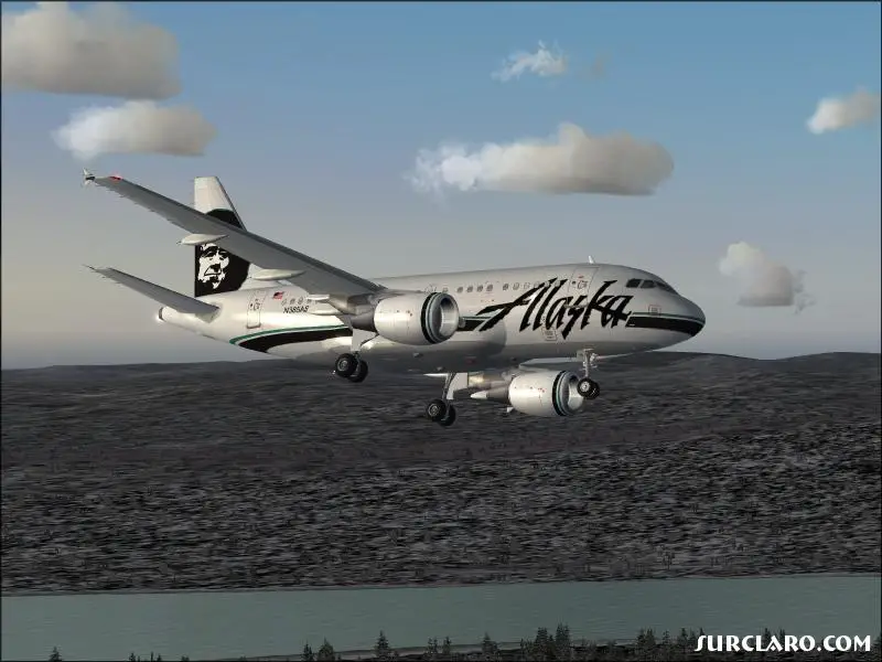 Alaska A318 turning short final to Fairbanks - Photo 10375