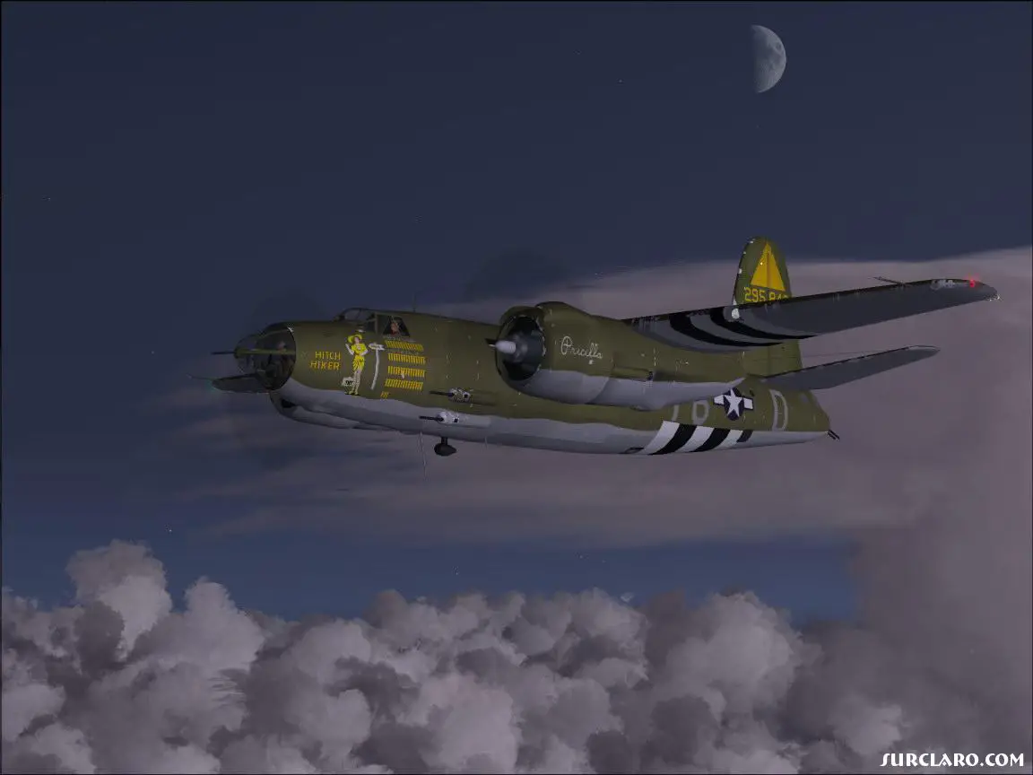 B-26 Marauder dusk flight. - Photo 8038