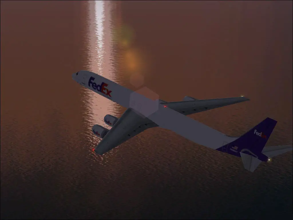 FedEx DC-8 flying over the beautiful ocean in L.A. - Photo 4160