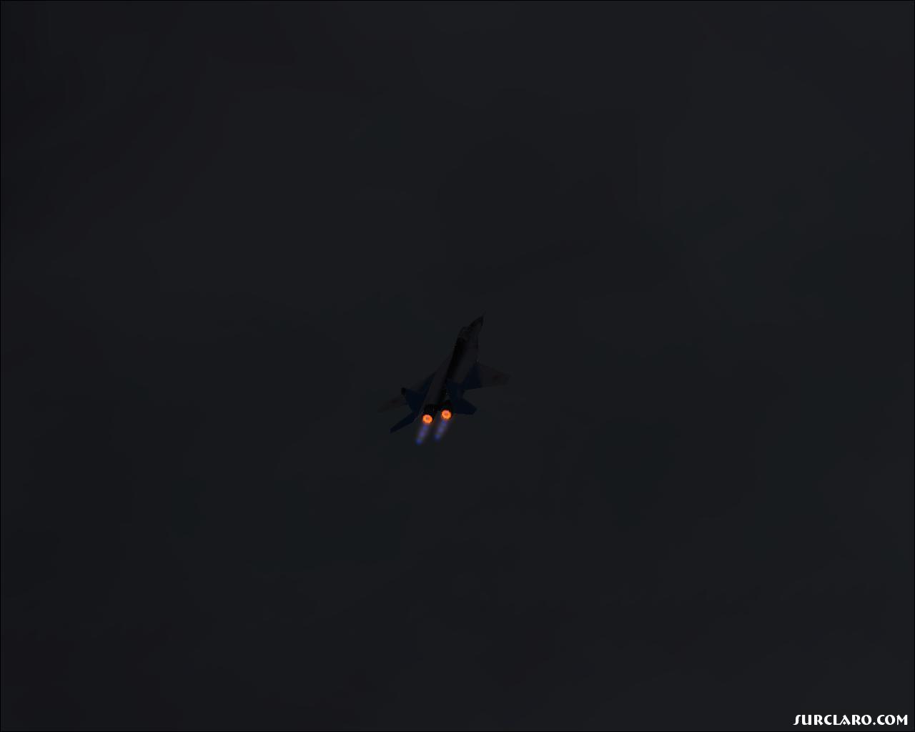Mig-29 climbing vertical at night with afterburners. - Photo 15769