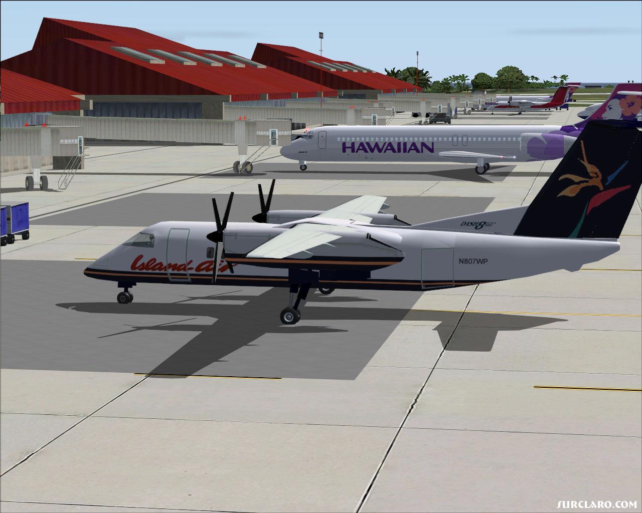 a recreation of my flight from Maui to Honolulu onboard a DeHavilland Dash 8-100...same aircraft, paint scheme and airport. - Photo 15406