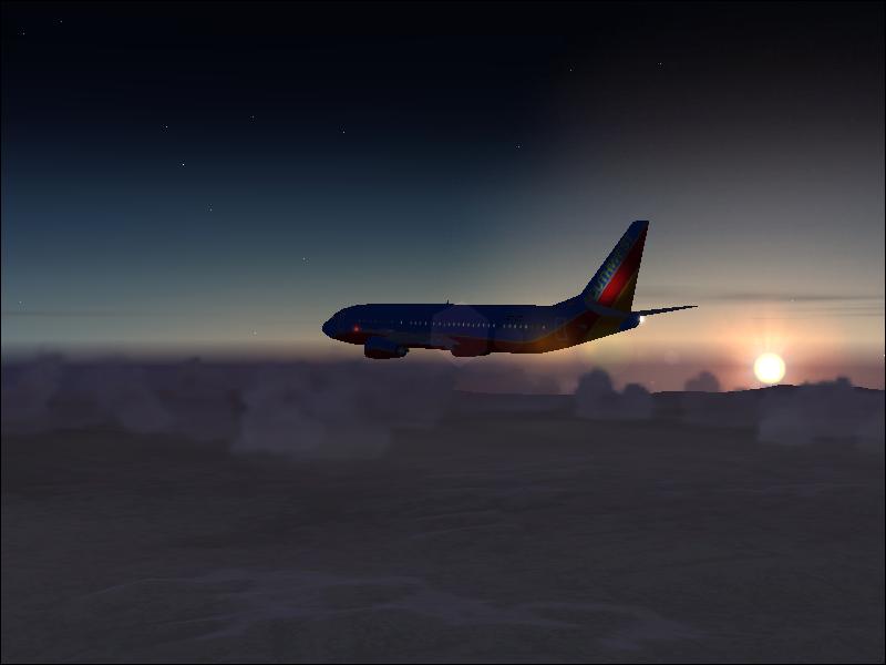 A southwest 737-400 flying an early morning flight from LAX-LAS. This is my first screen shot ever posted. The graphics arent all that great, but it is a pretty nice picture. - Photo 4120