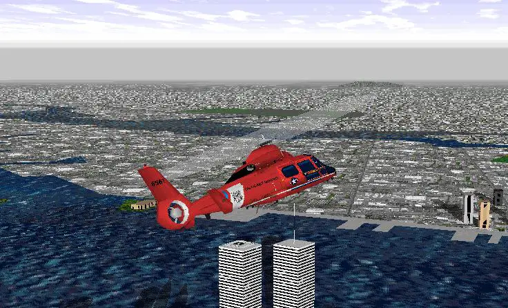U.S. Coast Guard Dauphin crossin around WTC. Unfortunately only ficticious scene anymore. - Photo 1017