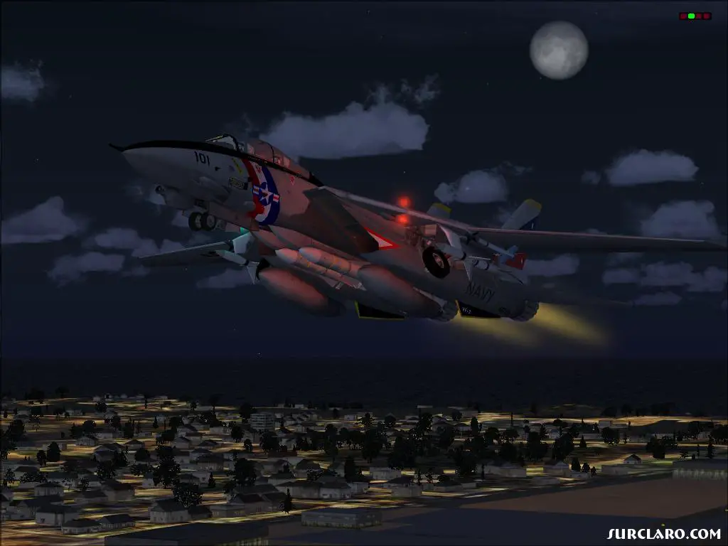 F-14D making a ground take off, with the moon behind it. - Photo 16543