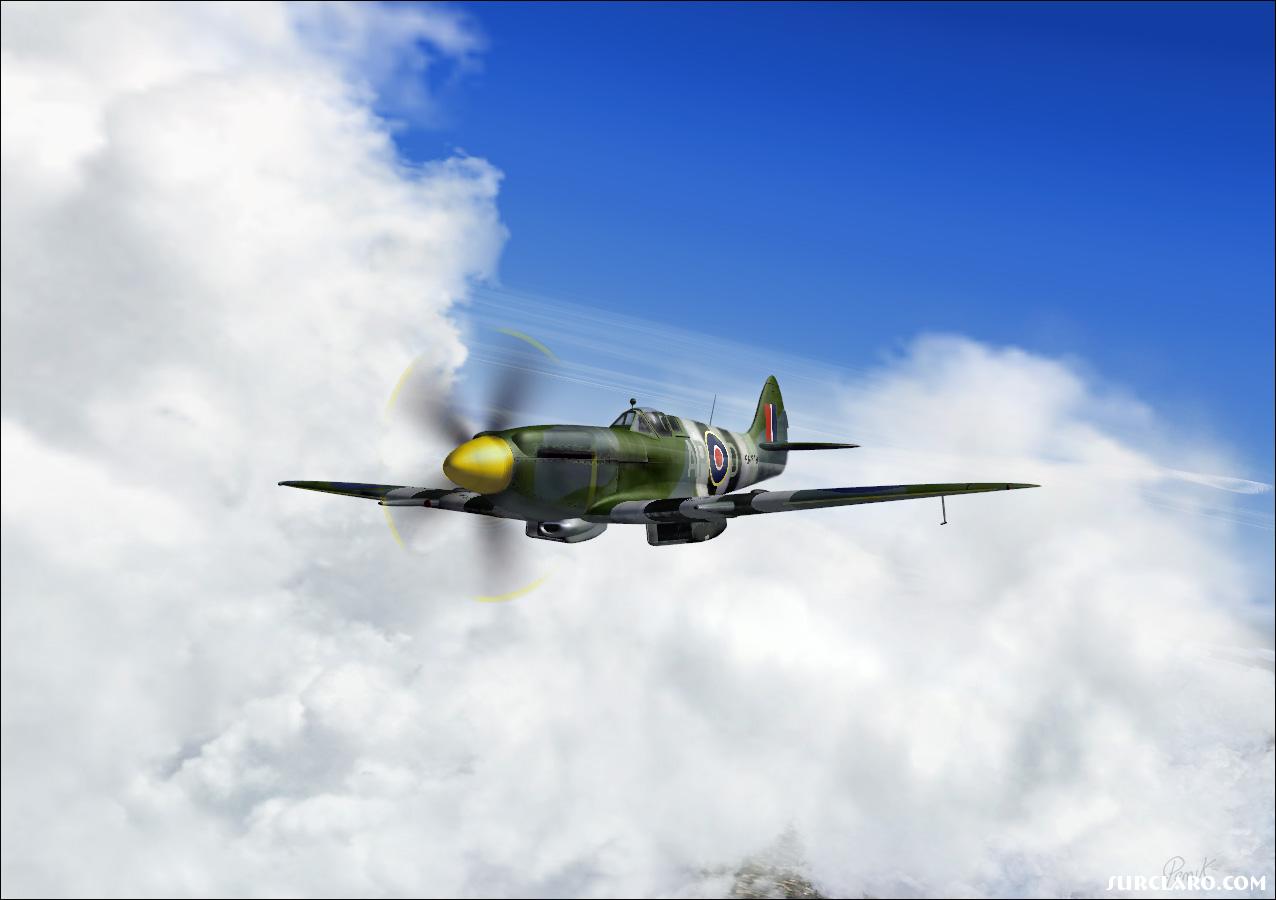 The Realair Spitfire, cruising above the clouds. 
Lightly edited - mainly colour saturation. - Photo 14579