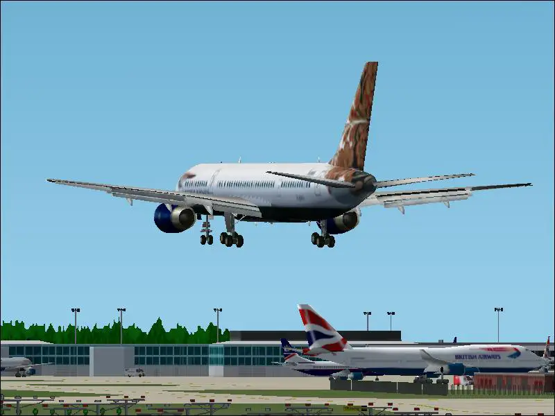 Boeing 757 landing at Manchester with Simflyers scenery. - Photo 1171