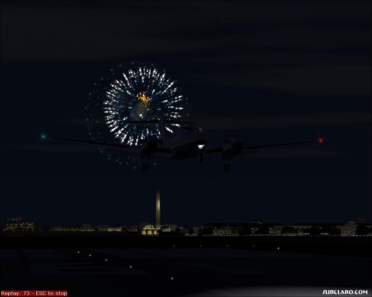 A king Air landing at Washington's Ronald Reagan Intl. while celebrating the 4th of July festivities. Fireworks!! - Photo 568