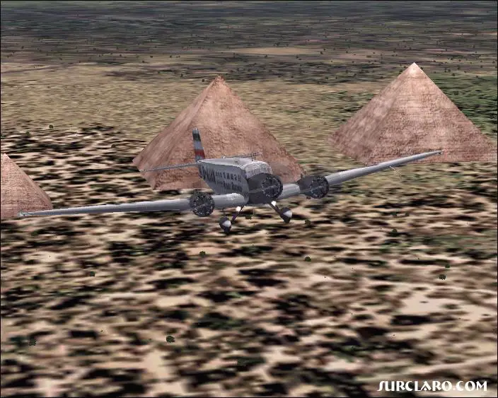 JU-52 Junker flying over some of the Great Pyramids of Egypt near Cairo - Photo 2866